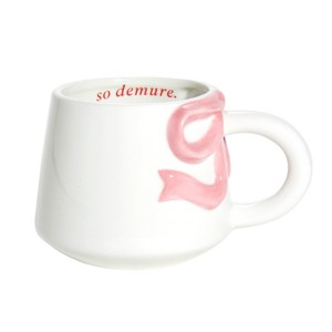 Garven 13.5oz Debossed Bow Mug Pink - 1 of 3