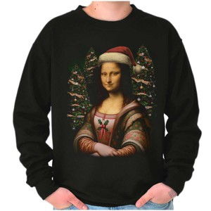Christmas Mona Lisa Santa Claus Sweatshirt for Men or Women Brisco Brands - 1 of 4
