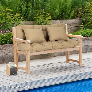 Aoodor 59" Tufted Porch Swing Cushions, Outdoor Swing Replacement Cushion 2-3 Seater with Backrest and 2 Pillows, Water and Fade Resistant - 1 of 4