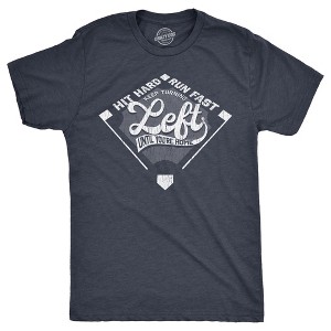 Mens Keep Turning Left Until Youre Home T Shirt Funny Baseball Diamond Joke Tee For Guys - Crazy Dog Men's T Shirt - 1 of 4