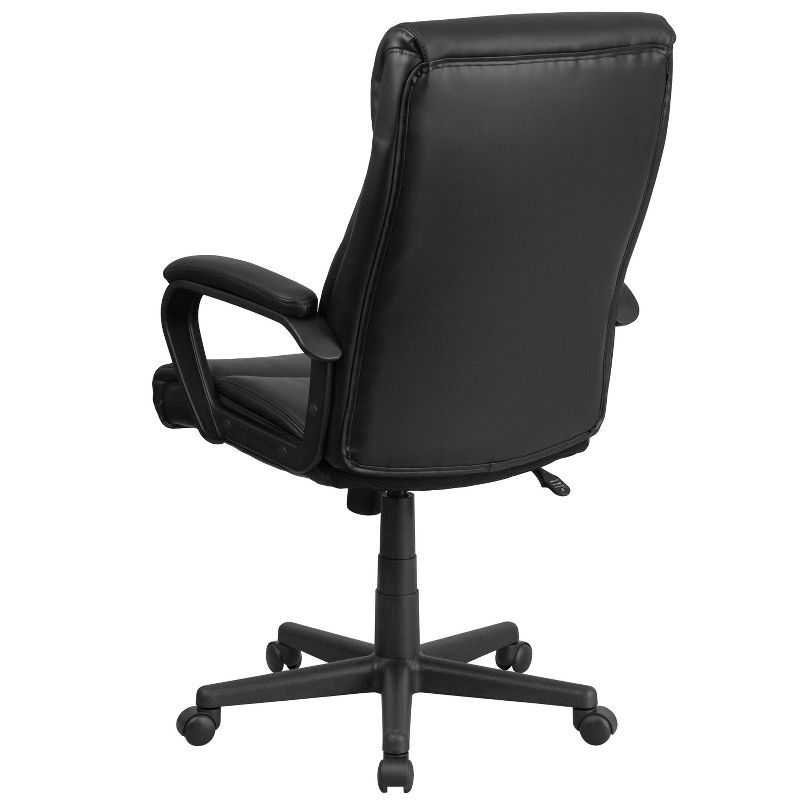 High Back Leather Executive Swivel Office Chair with Slight Mesh Accent and Arms Black - Riverstone Furniture, 3 of 6
