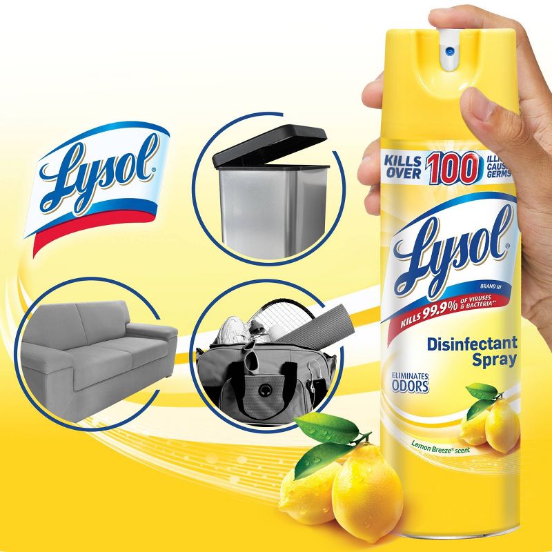 Lysol Lemon Disinfectant Spray - 19oz/2ct, 3 of 11