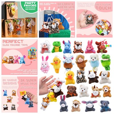 Joyfy 24 Pcs Party Favors For Kids 3" Stuffed Animals Small Plush Toys, Pinata Fillers, Keychain Classroom Prizes, Birthday Supplies Valentine's Day