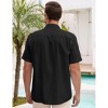 Men's Cotton Linen Shirts Relaxed Fit Short Sleeve Beach Button Down Shirt Button Up Pleats Guayabera Shirts - 4 of 4