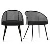 Jules Mesh Rattan Backrest Dining Chair Set of 4 with Black Metal Base, Armrest Kitchen Chairs with Upholstered Bouclé Fabric-Maison Boucle - image 3 of 4