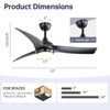 High CFM Ceiling Fans with Lights and Remote Reversible Quiet DC Motor 6 Speeds Dimmable 52'' Modern Ceiling Fan for Bedroom Kitchen Outdoor Patios - 2 of 4