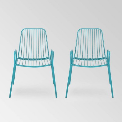 Omaha 2pk Iron Modern Club Chairs - Matte Teal - Christopher Knight Home
