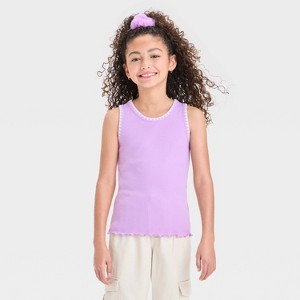 Girls' Ribbed Stitched Neck Tank Top - Cat & Jack™ - 1 of 3