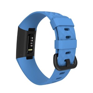 Zodaca Silicone Watch Band Compatible with Fitbit Charge 3, Charge 3 SE (Large), and Charge 4, Fitness Tracker Replacement Bands, Blue - 1 of 4