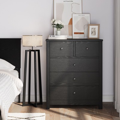 5 Drawers Dresser with Round Shape Handle for Bedroom and Entryway