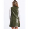 INSPIRE CHIC Women's Faux Leather Pinafore Button Down V Neck Sleeveless Mini Overall Dresses - 3 of 4