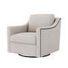 Zeus & Ruta 360° Swivel Armchair with Brass Nail Decor, Cotton Linen Skin-Friendly Fabric, Ergonomic Design for Indoor Living/Bedroom - 2 of 4