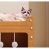 FAAYFIAN Extra-Large Corrugated Cat Scratcher House with 2 Hanging Balls & Play Tunnel ¨C Durable Cardboard Hideout for Cats & Kittens - 3 of 4