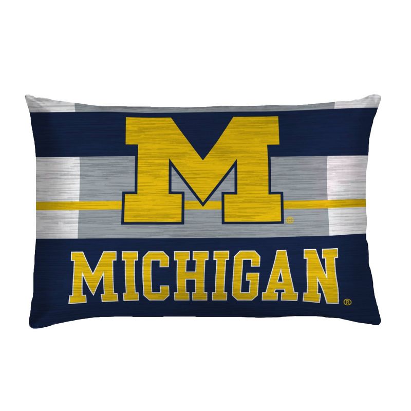 NCAA Michigan Wolverines Heathered Stripe Queen Bedding Set in a Bag - 3pc, 3 of 4