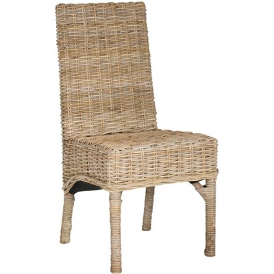Transitional Unfinished Wicker and Wood Side Chair - Natural