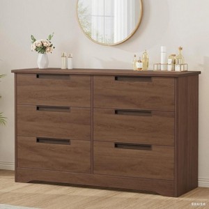 Modern 6-Drawer Dresser - Double Wide w/ Embedded Handles for Bedroom & Nursery - 1 of 1