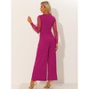 Allegra K Women's Elegant V Neck Mesh Long Sleeve Loose Wide Leg Party Jumpsuits - 4 of 4