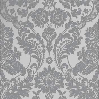 Gothic Damask Flock Grey and Silver Paste the Wall Wallpaper