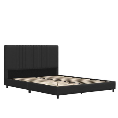 Rio Black Faux Leather Upholstered Queen Bed with Tufted Headboard