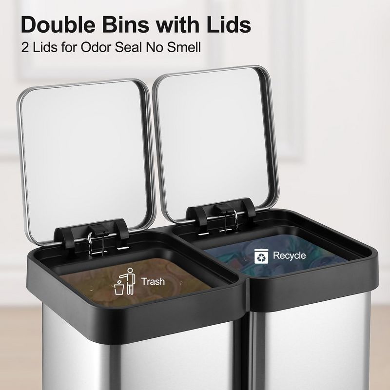 Dual Garbage Can & Recycle Bin, 3 of 8