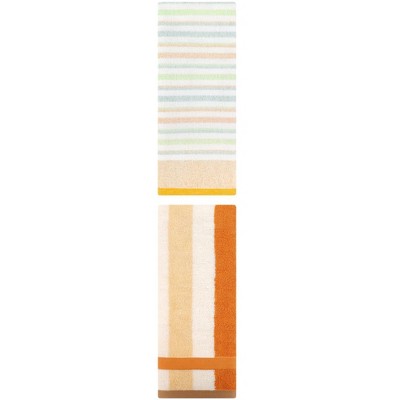REGALWOVEN Striped Pattern Cotton Bathroom Hand Towels for Home Decor 13" x 29"/13" x 27" 2 Pcs