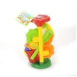 Insten Sand and Water Wheel Tower Beach Toy Set With Bucket, Shovels, Rakes, Sailboat, 3 Sand Molds for Sandbox