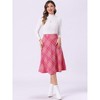 INSPIRE CHIC Women's Tartan Plaid High Waist Belted Vintage A-Line Midi Skirt - 3 of 4