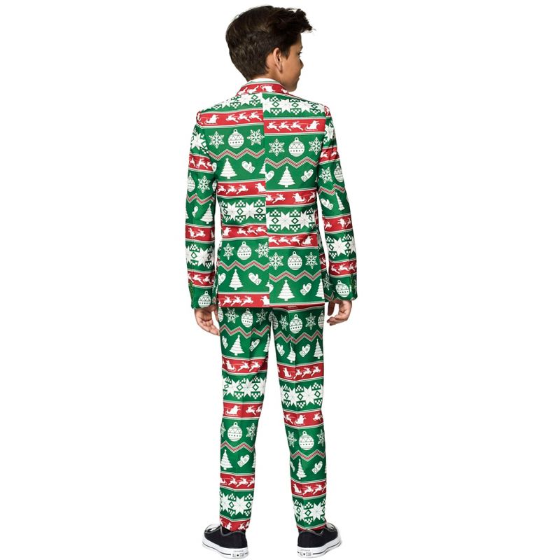 Suitmeister Boys Christmas Suit - Christmas Green Nordic - Green, 2 of 4