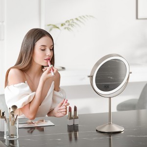 Vanity Mirror with Lights, Adjustable Height Double-Sided Makeup Mirror,1x/10x True HD Magnifying , 360° Rotation Vanity, Touch Control,Gift - 1 of 4