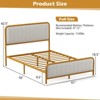 Infans Queen Gold Metal Bed Frame Upholstered Platform Bed with Velvet Headboard - image 2 of 4