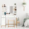 Vanity Desk with Stool and Charging Station, White Vanity Set with Mirror & Lights, 3 Lighting Colors, Large Makeup Table for Bedroom Dressing Room - 4 of 4