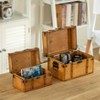 Vintiquewise Farmhouse Antique-Style Wood Treasure Chest with Leather Straps & Front Latch Decorative Storage Trunk for Trinkets, Jewelry - 2 of 4