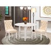 HomeStock 3-Pc Linen White Finish Round Solid Wood Top with Dropleaf Dining Table Set - 2 of 4