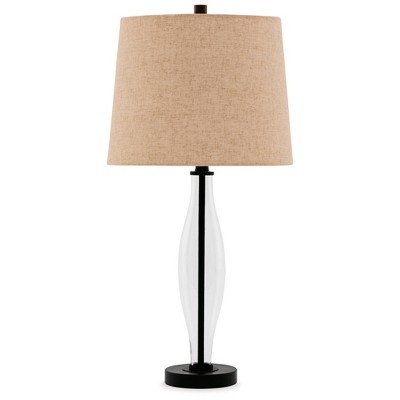 Signature Design by Ashley (Set of 2) Travisburg Table Lamps Clear/Black: Modern Two-Tone, UL Listed, Cotton/Polyester Shade