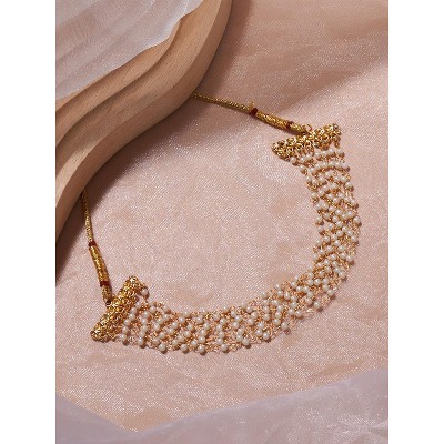 SOHI Women's Pearl White The Pebbles Collar Necklace