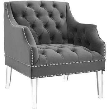Modway Proverbial Tufted Button Accent Performance Velvet Armchair - Gray
