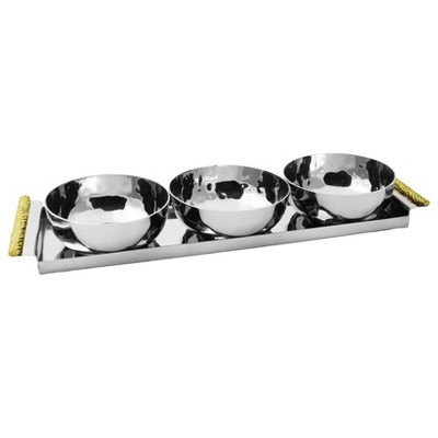 Classic Touch Two Tone Tray and 3 Bowl Relish Dish