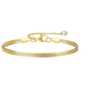 Hollywood Sensation Chic Adjustable Snake Chain Bracelet Gold 6 Inches - 1 of 2