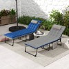 Outsunny 2 Pieces Outdoor Lounge Chairs, 5-Level Reclining Outdoor Chaise Lounge, Folding Tanning Chair with Cushion for Beach, Poolside - 2 of 4