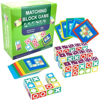 Wooden Puzzle Building Cubes Game for Adults and Kids 3+ All Ages; New Wave Logical Puzzle Match Games