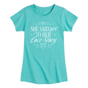 Girls' - Instant Message - Yes To Her Love Story Fitted Short Sleeve Graphic T-Shirt - 1 of 4