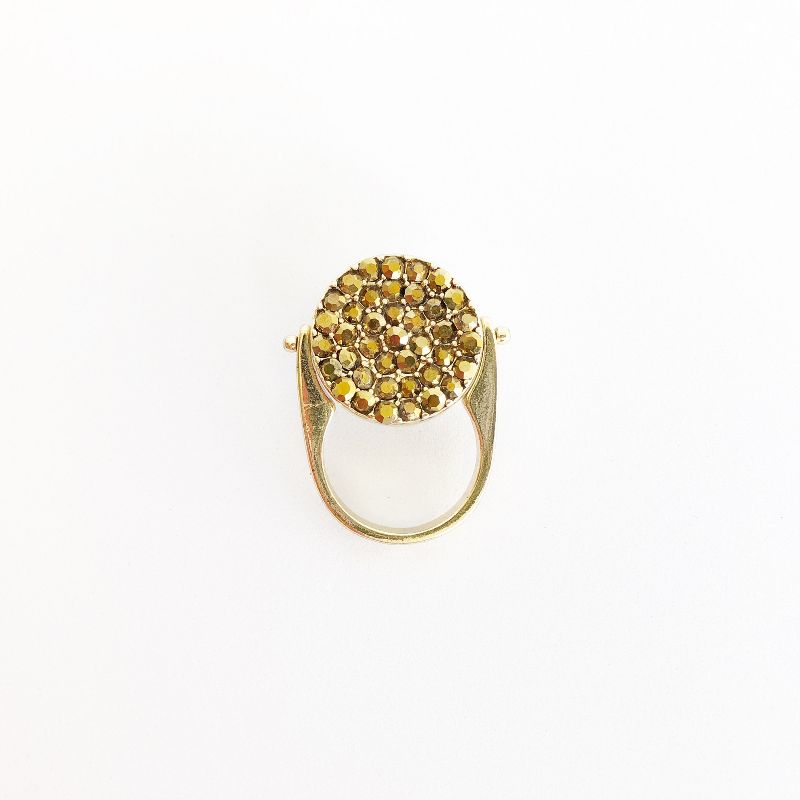 Sanctuary Project by sanctuaire Semi Precious White Howlite Round Statement Cocktail Ring Gold, 4 of 5