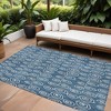 Navy Blue And Ivory Geometric Washable Indoor Outdoor Area Rug - 2 of 4