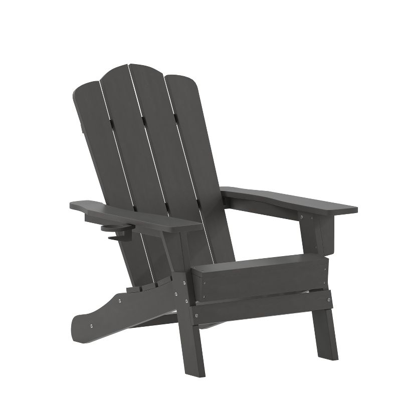 Flash Furniture Newport Adirondack Chair with Cup Holder, Weather Resistant HDPE Adirondack Chair, 1 of 13