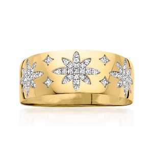 Ross-Simons 0.21 ct. t.w. Diamond Starburst Ring in 18kt Gold Over Sterling Size 7 - 1 of 3