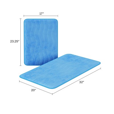 Blue Microfiber Memory Foam 2-Piece Bathroom Rug Set