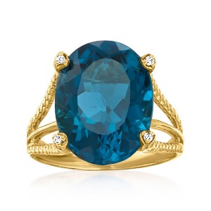 Ross-Simons 13.00 Carat London Blue Topaz Ring With Diamond Accents in 18kt Gold Over Sterling - 1 of 4