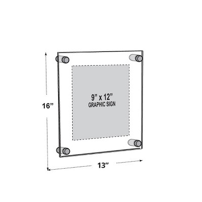 Clear Acrylic Wall Frame with Silver Caps, 9" x 12"