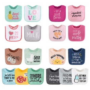 The Peanutshell Baby Girl Terry Bibs, 18 Pack for Feeding, Teething, or Drooling|Girl Foods/Hello Sunshine - 1 of 4