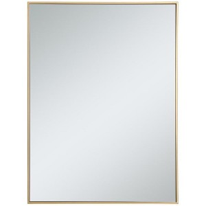 Elegant Lighting 30 Inch Rectangle Mirror with Metal Frame, Brass Finish – Sleek Hallway or Bedroom Mirror - 1 of 4